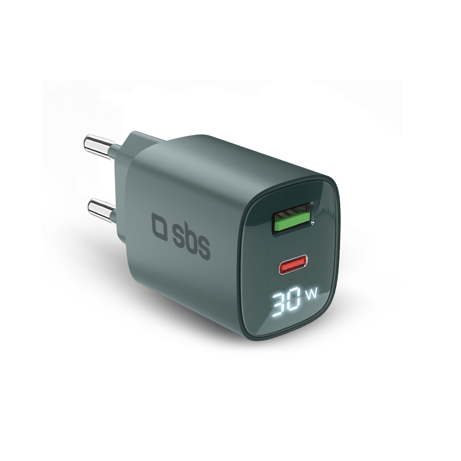Karikues Celulari SBS 30W GaN LCD Usb C Green TETRGANLCD1USB1C30A