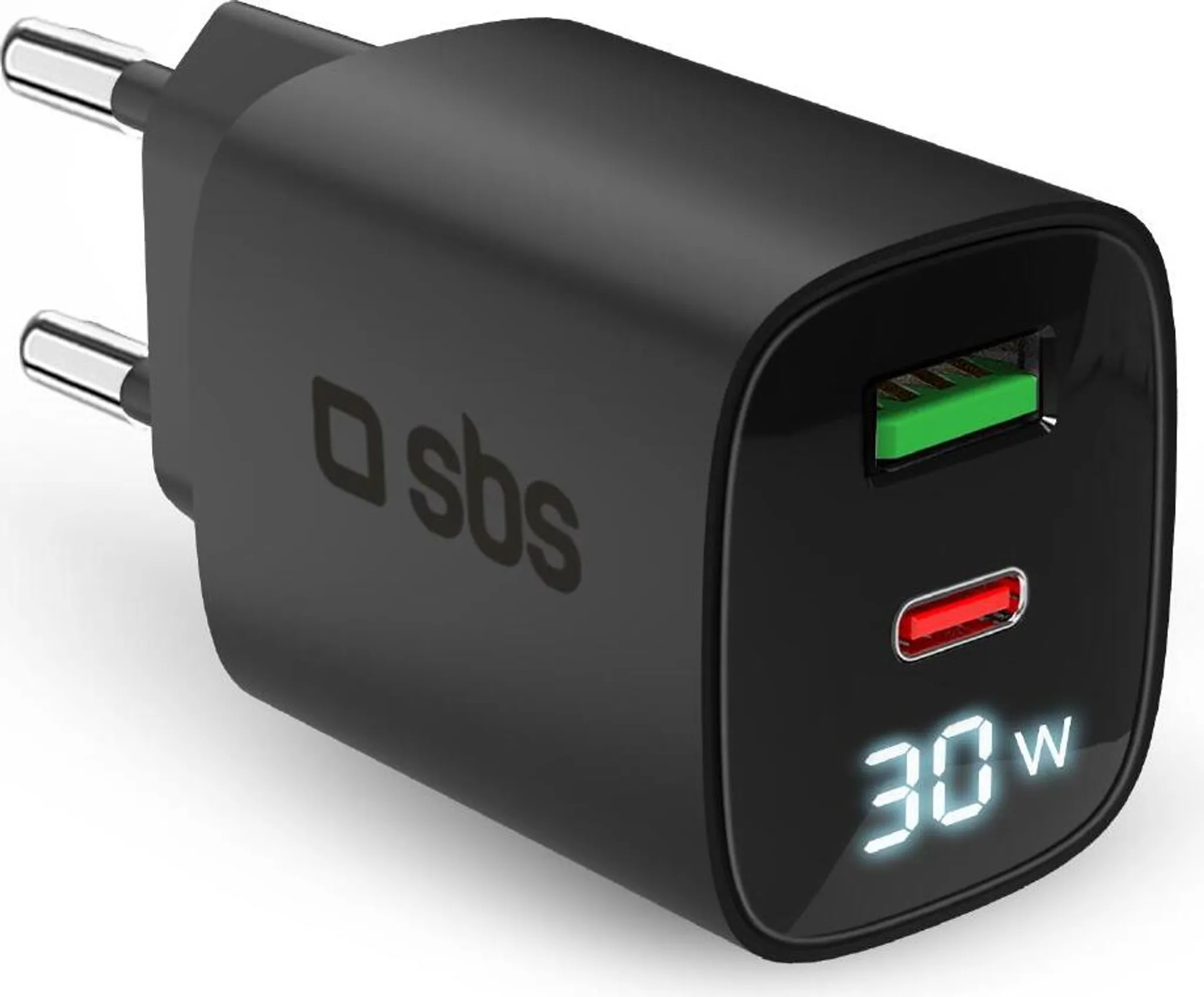 Karikues Celulari SBS 30W GaN LCD Usb C Black TETRGANLCD1USB1C30K