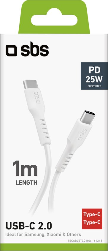 Sbs TECABLETCC10W Kabell Celulari Type C To Type C 1M White
