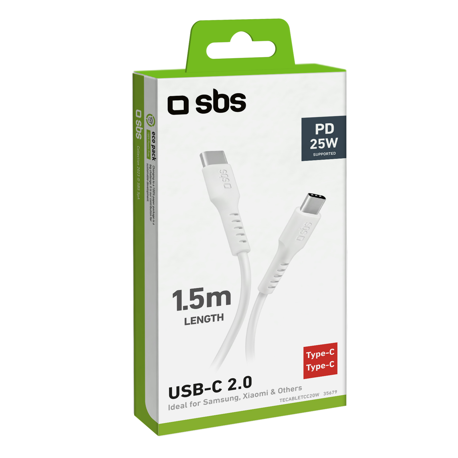 Sbs TECABLETCC20W Kabell Celulari Type C To Type C 1.5M White